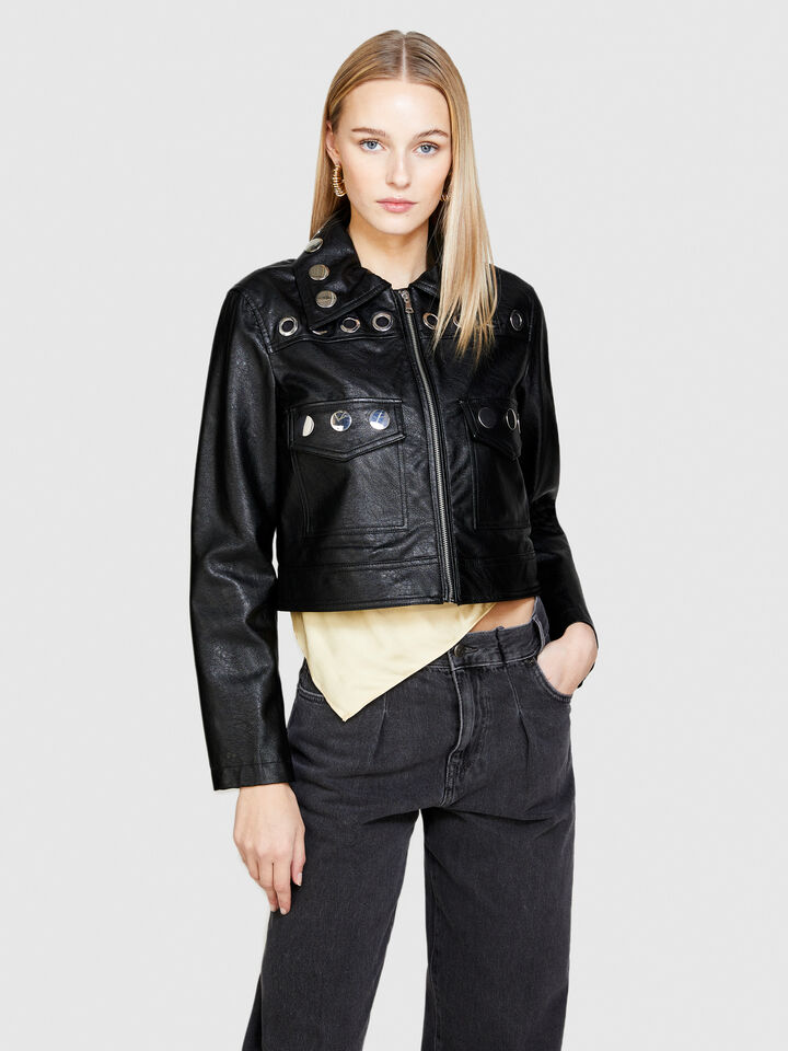 Jacket with eyelets - women's jackets - Black | Sisley image number 4